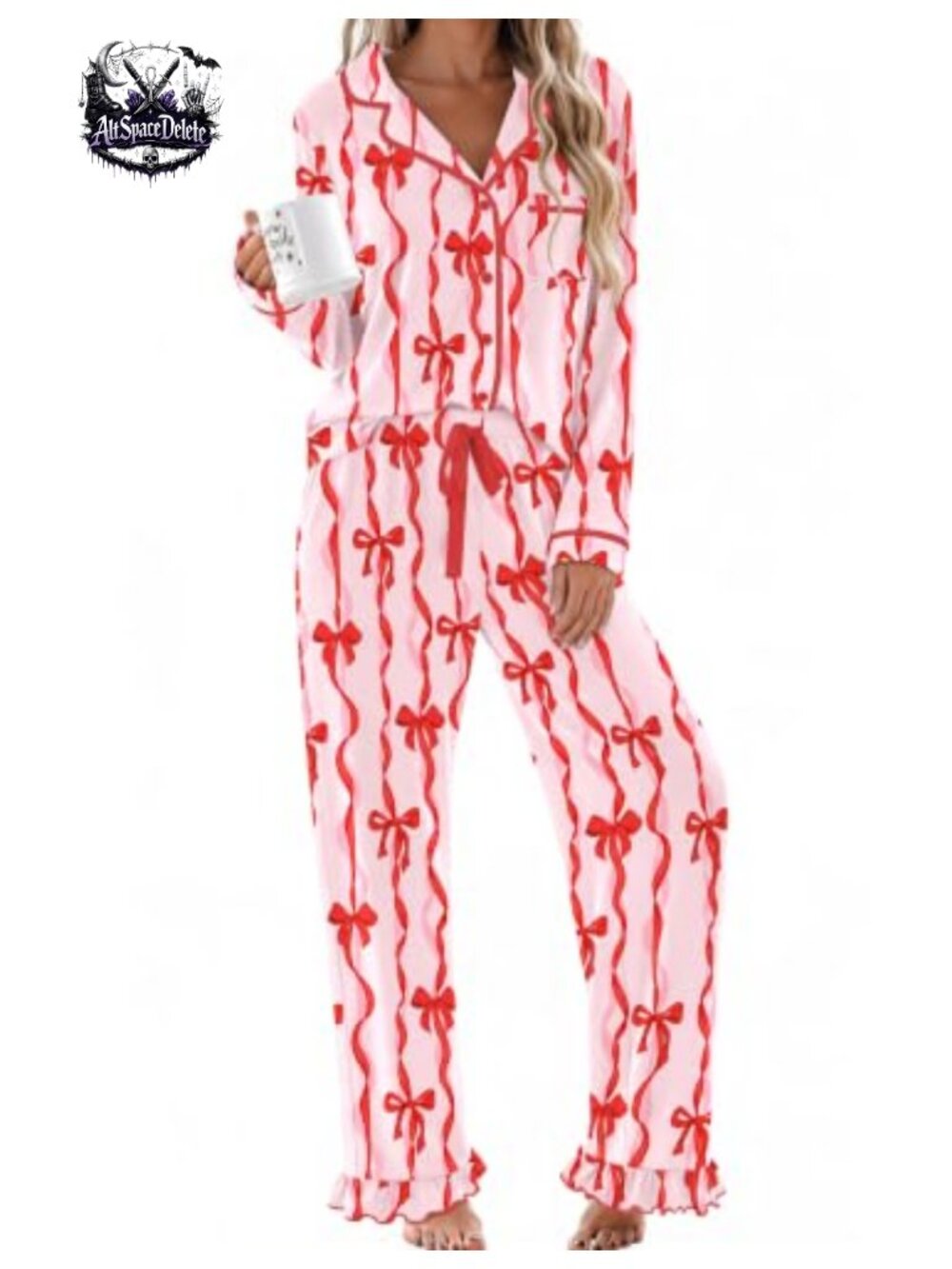Ekouaer Women's Pajama Set Long Sleeve Button Down Sleepwear Loungewear